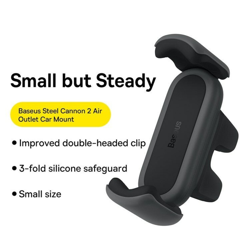 Baseus BS-CM009 Steel 2 Air Outlet Car Mount Spring Clip Mobile Phone Holder for iPhone 13 POCO X3 F3 for Samsung