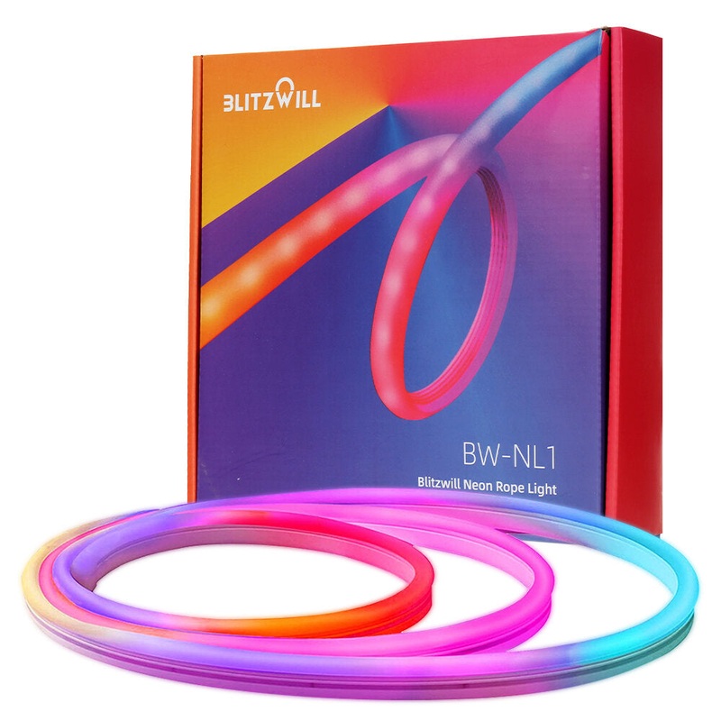 BlitzWill BW-NL1 Neon LED Strip 3M RGBIC Lights with Music Sync DIY Design APP&Remote Control Work with Alexa, Google Assistant Neon Strip Light for Living Room Gaming Wall Decoration