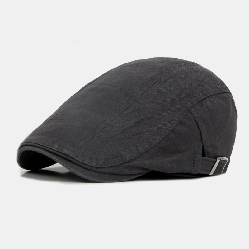 Men Cotton Solid Color British Style Outdoor Casual All-match Forward Hat Beret Hat