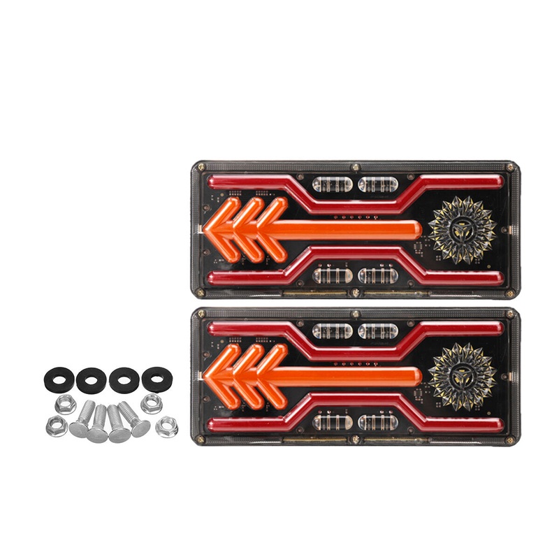 Pair 24V LED Reverse Brake Dynamic Tail Turn Signal Rear Light For Truck Trailer Lorry Tractor