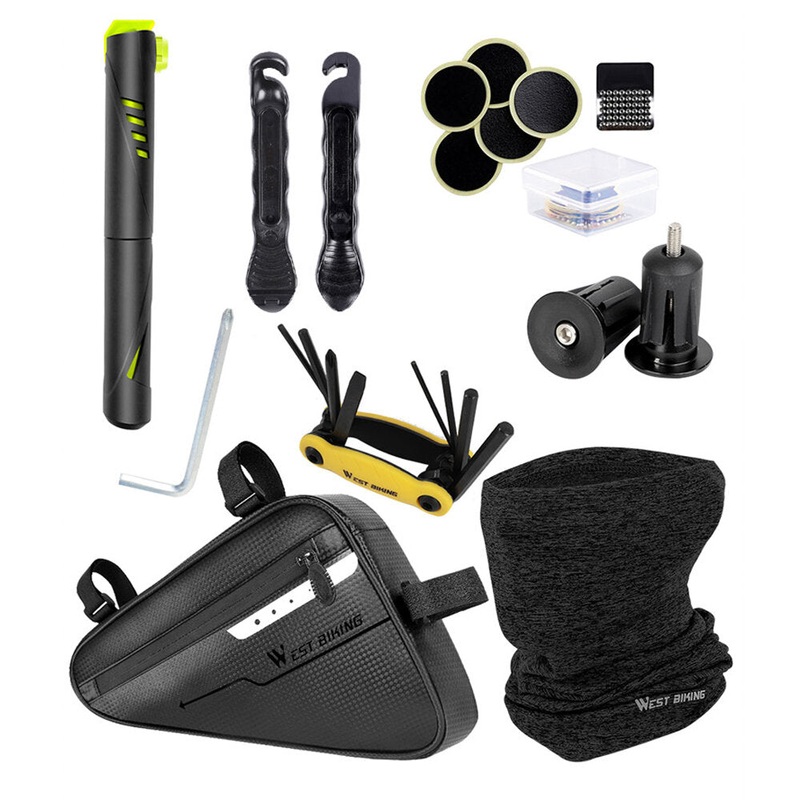 WEST BIKING Bicycle Repair Kit Tools Air Pump Bike Bag  Balaclava Scarves Multi-tool Bike Repair Tools Multitool Outdoor Cycling