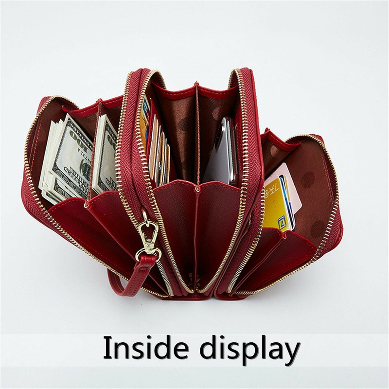 Women Artificial Leather Multi-compartment Crossbody Bag Solid Color Large Capacity Phone Bag Shoulder Messenger Bag