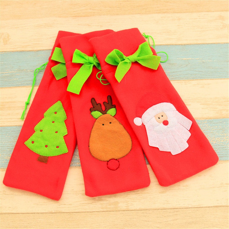 Christmas Decoration Red Santa Tree Elk Wine Bottle Cover Bags Dinner Party Gift