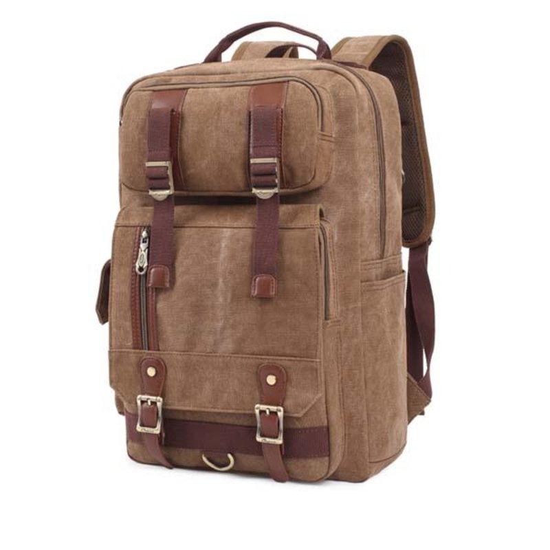 KAUKKO Men Outdoor Canvas Shoulders Travel School Bags Backpacks With Large Capacity