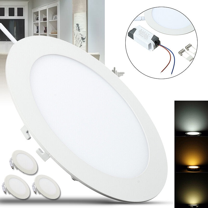 KINGSO 6.8-inch 12W Dimmable Ultra-thin Round LED Panel 1200lm 110V Recessed Ceiling Light for Office, Home, Commercial Decoration