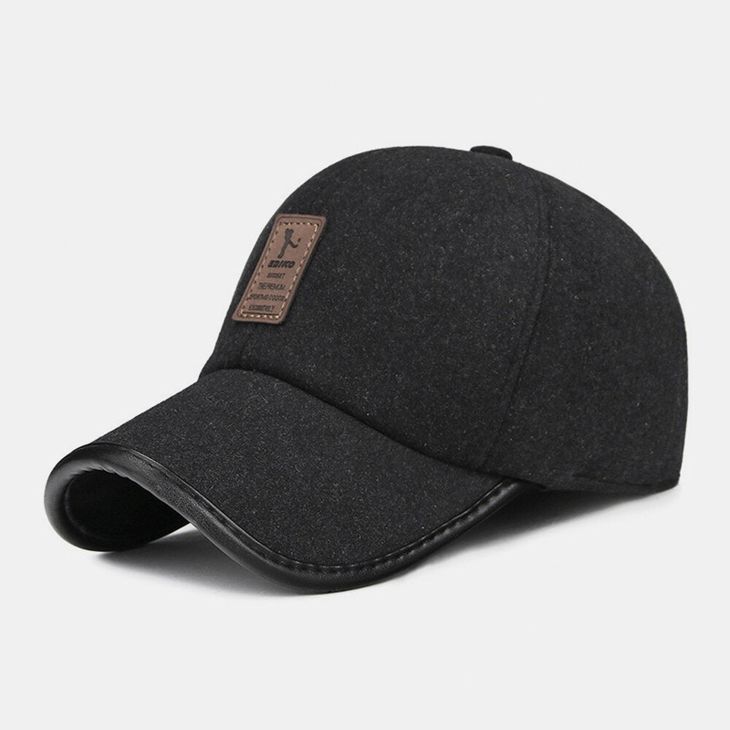 Men Felt Plus Thicken Keep Warm Ear Protection Casual Brief Baseball Hat