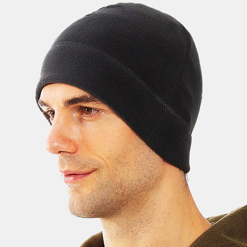 Unisex Solid Color Cold Protection Warmth Polar Fleece Hat Outdoor Sport Ski Riding Brimless Beanie Hat