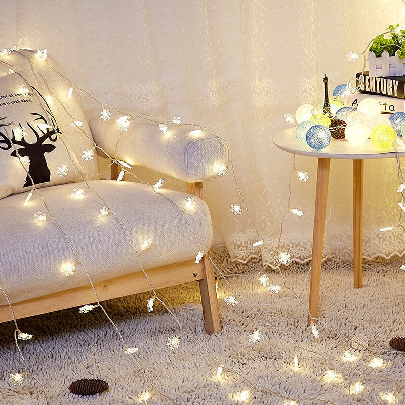 3m 6m USB Powered LED Snowflake Lights Fairy String Lights Christmas Wedding Holidays Decoration Lights