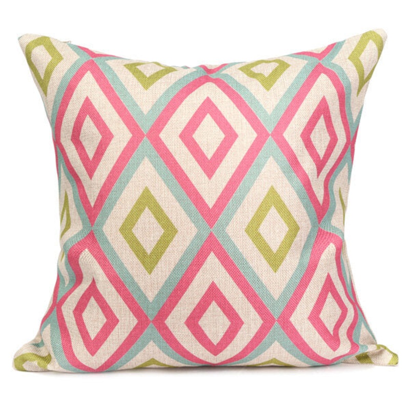 Colorful Geometric Cotton Linen Pillow Cases Home Sofa Office Cushion Cover