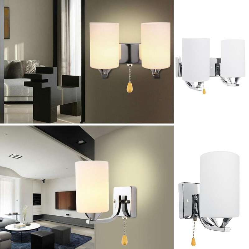 Glass Wall Light Indoor Sconce Lighting Bedside/Aisle Lamp Fixture + LED Bulb