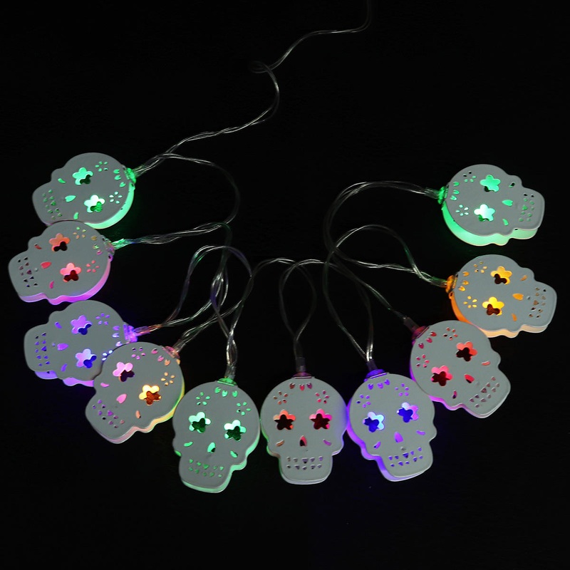Halloween Skeleton Warm White Colorful LED String Light Holiday Lamp Outdoor Home Decor Prop