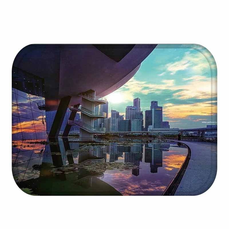 Honana BX-31 40x60cm 3D Painting City Pattern Coral Fleece Mat Absorbent Bathroom Anti Slip Carpet