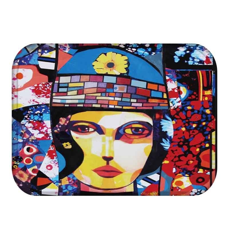 Honana BX-32 40x60cm 3D Painting Comics Pattern Coral Fleece Mat Absorbent Bathroom Anti Slip Carpet