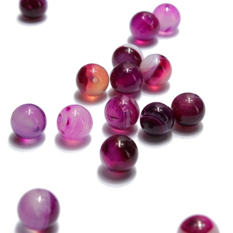 Stripes Agate Gemstone Beads Round Spacer Loose Beads