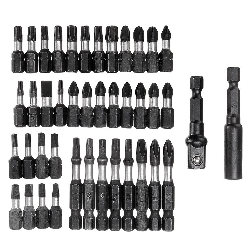 Drillpro 1/4 Inch Socket Adapter 18/42pcs Screwdriver Bits Set S2 Steel Impart Screw Driver Drill Bit For Power Tools