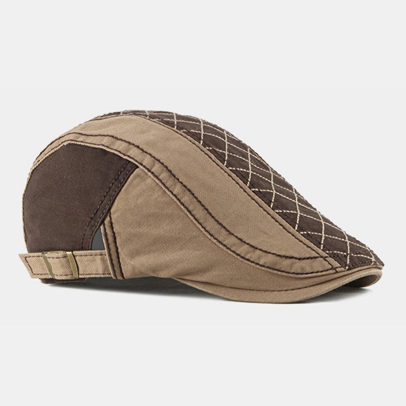 Men Cotton Short Brim Suture Contrast Color Outdoor Sunshade Breathable Forward Hat Beret Hat Flat Hat