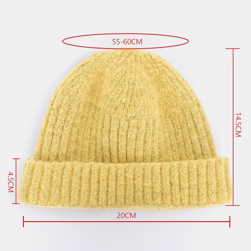 Men Women Solid Color Knitted Wool Hat Skull Cap Beanie Brimless Hats