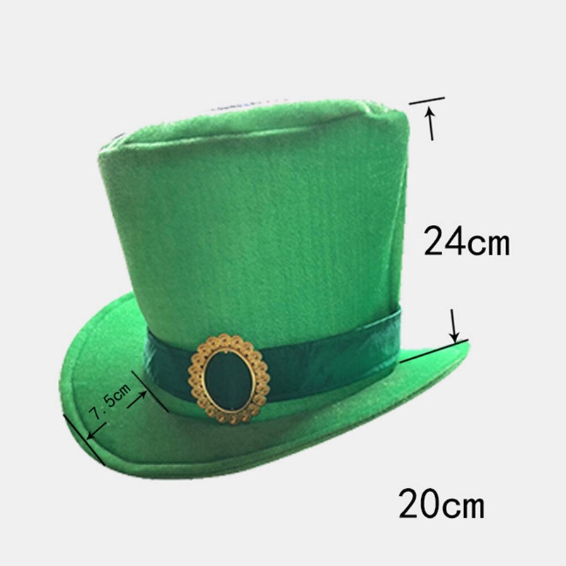 St. Patrick’s Day Leprechaun Green Satin Top Hat with Buckle Adult Costume Cap Jazz Hat