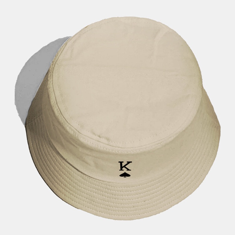 Unisex Cotton Solid Color Poker Love Letter Spades A Pattern Casual All-match Bucket Hat