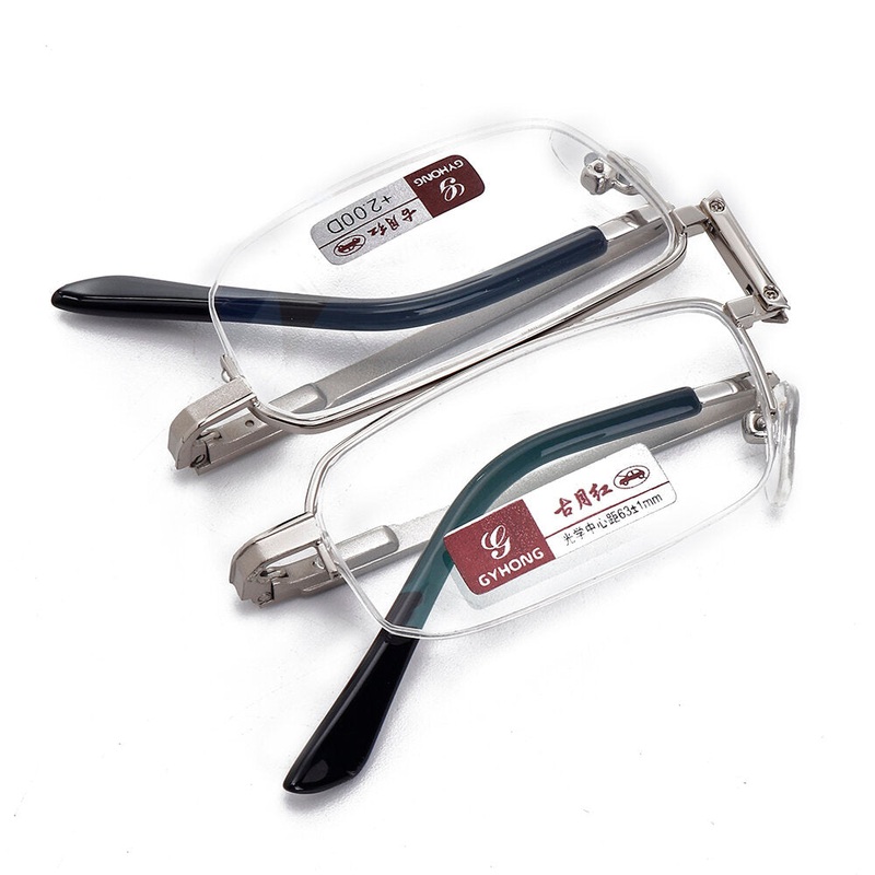 Unisex Full Metal Frame Foldable Easy Carry Convenient HD Reading Glasses Presbyopic Glasses