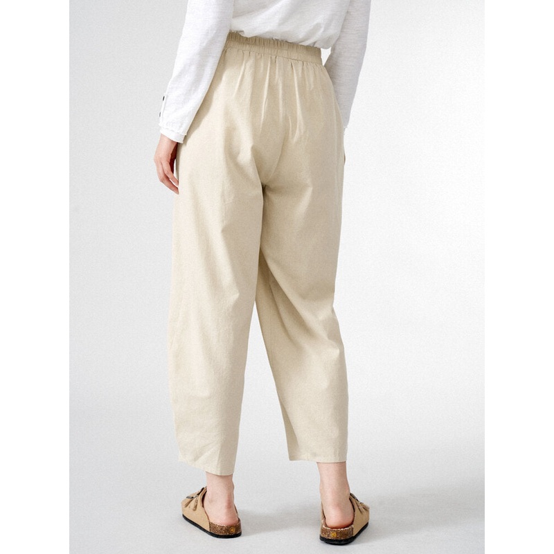 Women Solid Elastic Waist Dual Pocket Wide Leg Pants