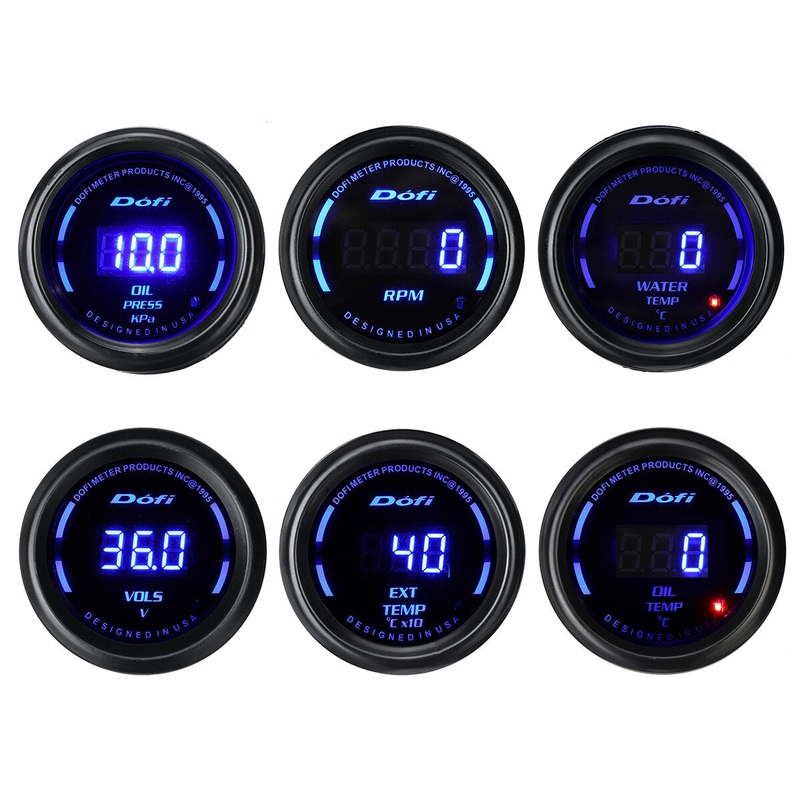 2 52mm LCD Digital Display Car Gauges Auto Oil Pressure Meter/Water Temperature Meter/Exhaust Temperature Meter/Volt Meter/Oil Temperature Meter/Tacho Meter