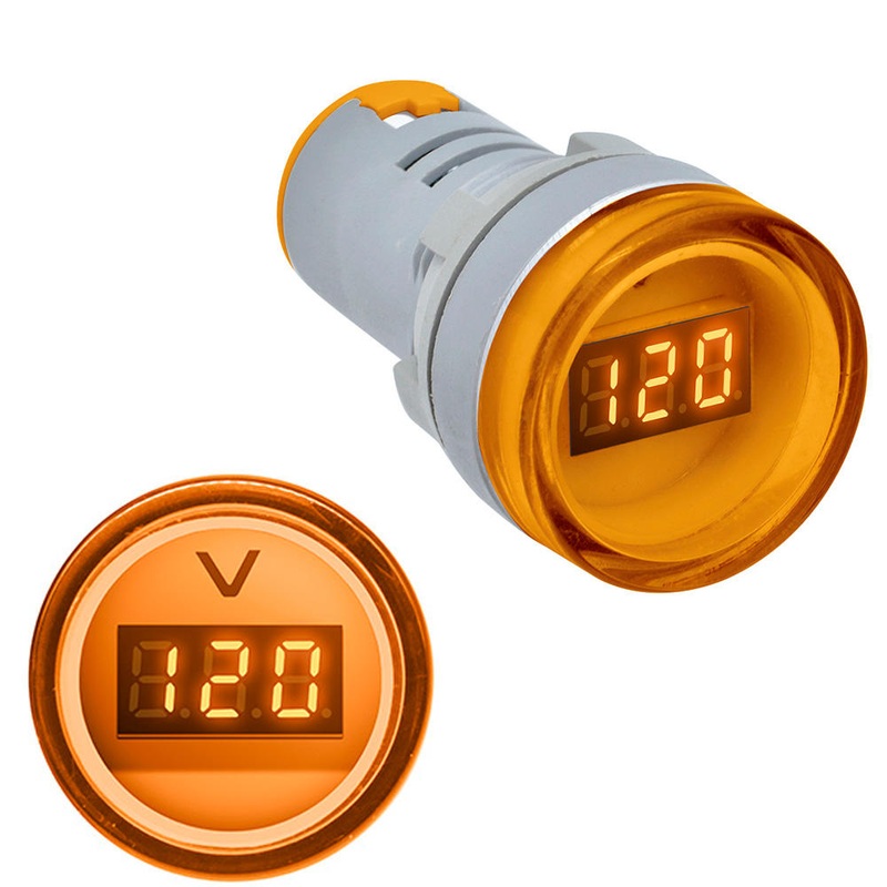 5pcs Yellow 22MM AD16 AD16-22DSV Type AC 60-500V Mini Voltage Meter LED Digital Display AC Voltmeter Indicator Light/Pilot Lamp 110V 220V