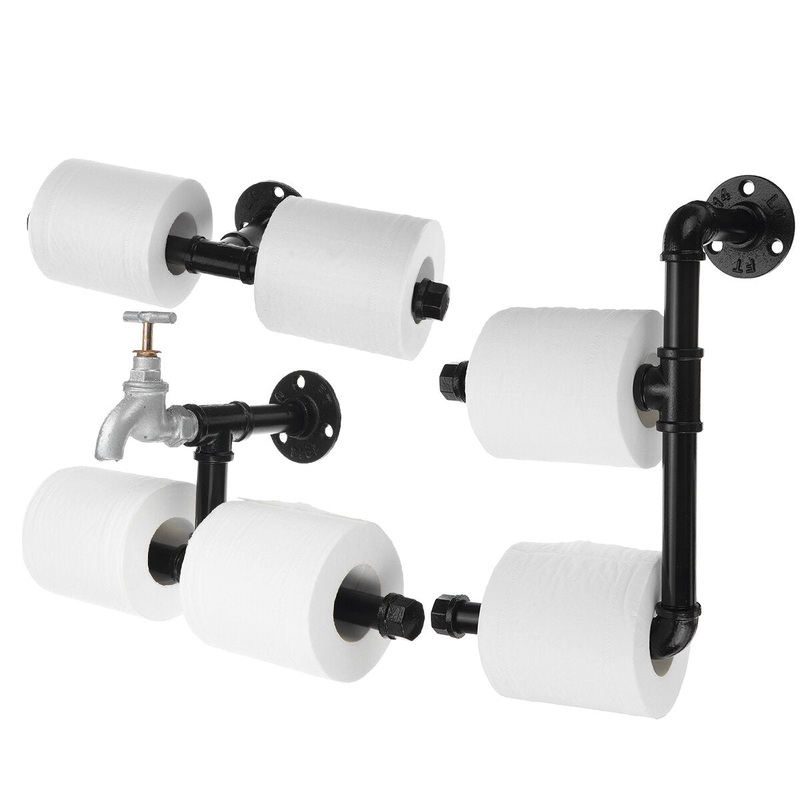 American Country Industry Wind Loft Iron Retro Water Pipe Toilet Paper Rack Paper Towel Rack Personality Creativity