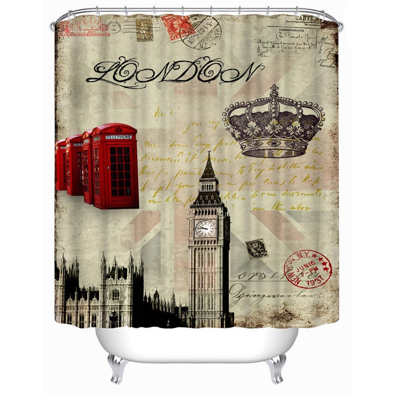 72×72 -Inch Completely Polyester  Colormix Car Series Shower Curtains with 12 hocks