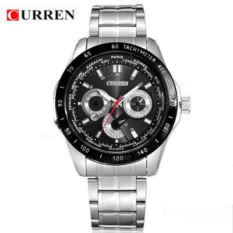 CURREN 8150 Stainless Steel Band Quartz Analog Men Wrist Watch