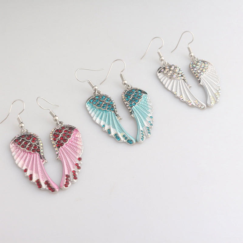 Cute Women’s Earrings Angel Wings Rhinestone Alloy Dangle Earring Fashion Earrings for Women