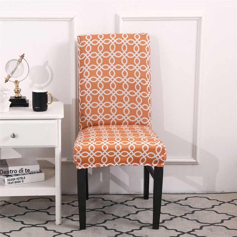 Elastic Dining Chair Cover Stain-resistant Geometry Printing Seat Chair Cover Spandex Elastic Seat Cover