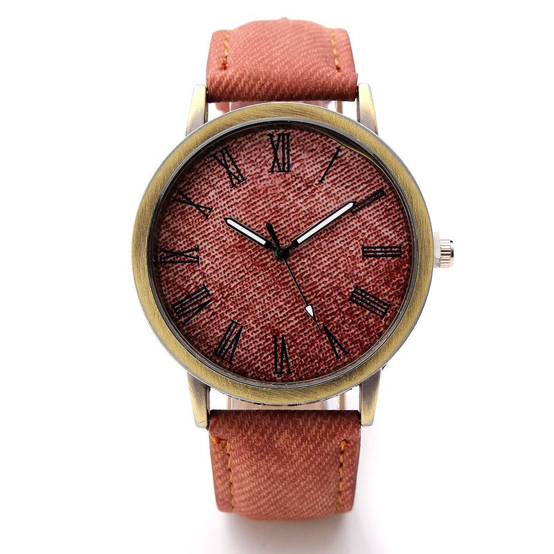 Fashion Colorful Strap Denim PU Strap Casual Dial Men Women Watch Quartz Watch