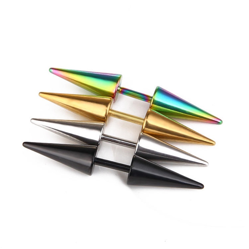 Fashion Men’s Dangle Earrings Cone Gold Black Titanium Steel Earring Accessories for Men