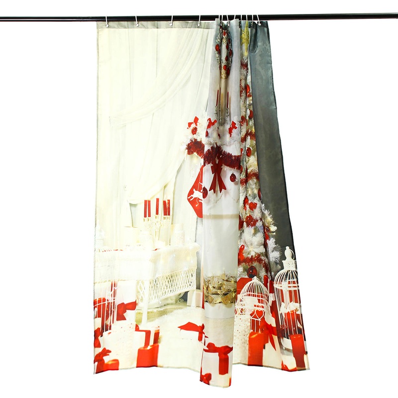 Indoor Christmas Dress Up Shower Curtain Liner Waterproof Bathroom Waterproof Carpet Mat