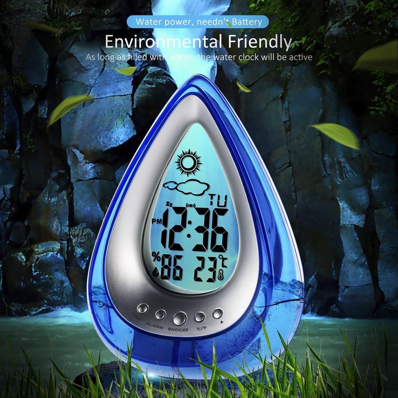 LT-130 Water Power Digital Alarm Clock Home Confort Eco-Friendly Hydrodynamic Weather Station