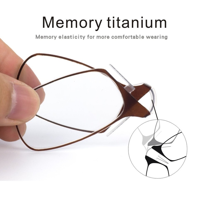 Mini Nose Clip on Reading Glasses Men Women Magnifying Presbyopic Glasses Eyewear Men Rimless 1.25 1.75 2.25 2.75