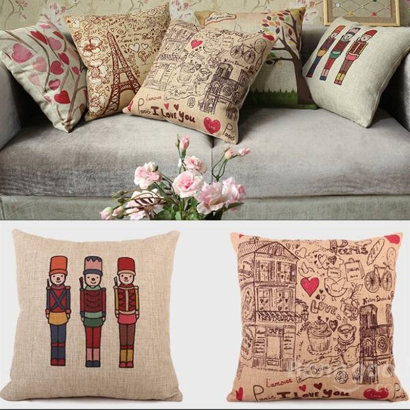 Printing Art Cotton Linen Pillow Case Sofa Car Cushion Cover Home Decor