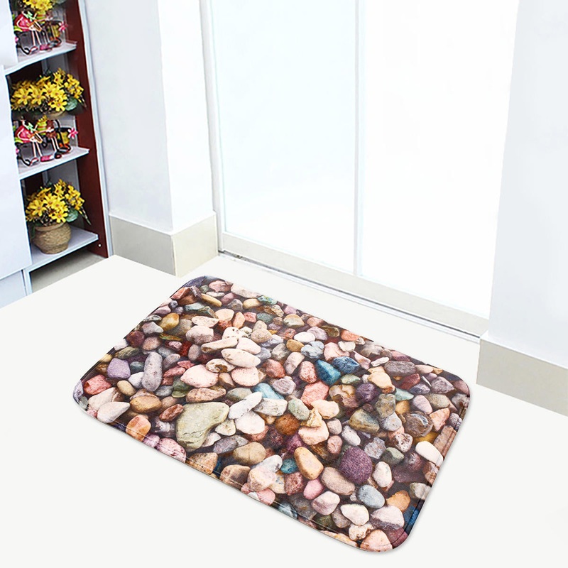 Stones Soft Flannel Kitchen Living Room Floor Mat Rug Non-slip Door Mat Carpet