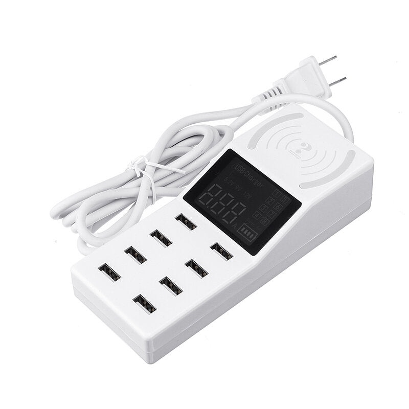 Upgrade Version Multiple USB Charger Intelligent 8-Port Desktop Charger Wireless Charger Charging Station Multi Port Travel Fast Wall Charger Hub Display Real-time Current