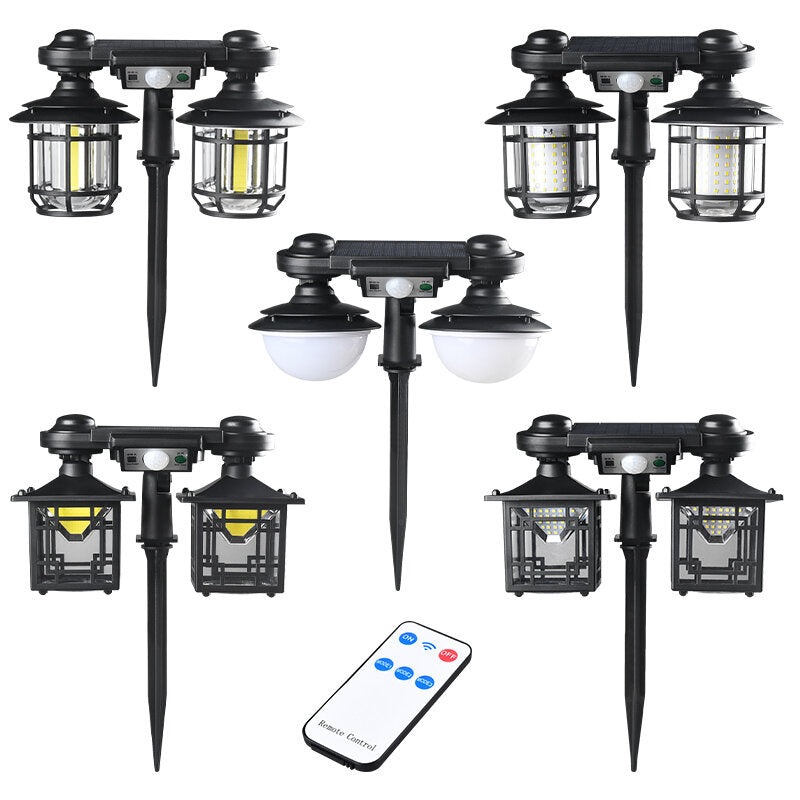 120LED 182LED 192LED 192COB Two-Head Motion Sensor Solar Wall Light Split 3 Modes Remote Control Waterproof IP65