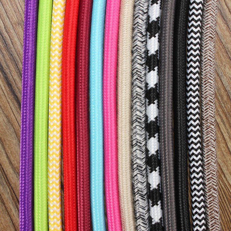 1M 2 Cord Color Vintage Twist Braided Fabric Light Cable Electric Wire