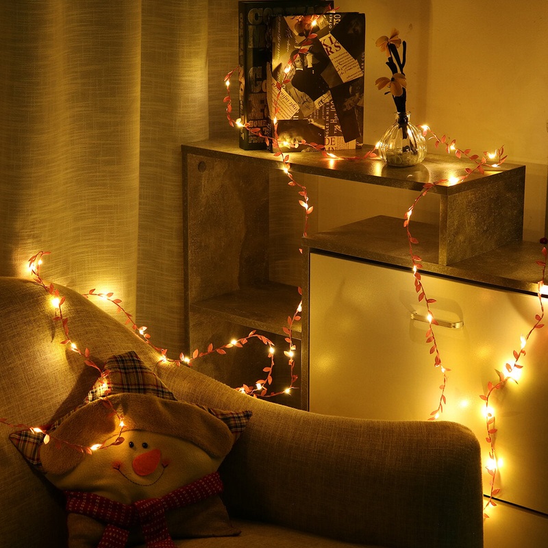 2/3/5/10M Pink LED Leaves Ivy Garland Fairy String Light Party Xmas Garden