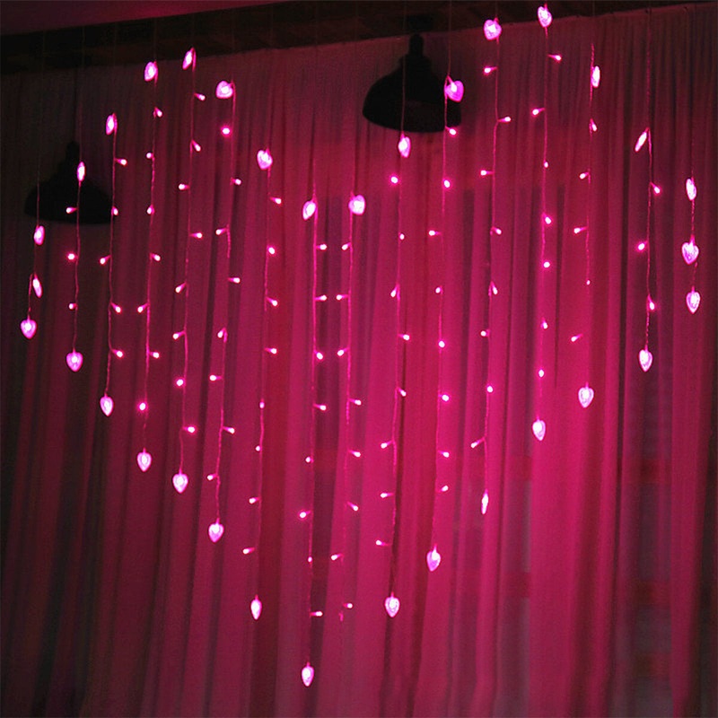 200X150cm LED Love/Butterfly Shape Curtain Lights String USB Powered Waterproof Wall Light Hanging Fairy Light Wedding Propose Marriage lamp Decoration Lighting