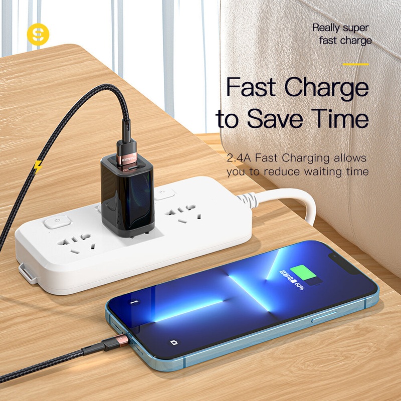 ESSAGER 2.4A USB-A to iP Cable Fast Charging Data Transmission Fiber Braided Core Line 0.5M/1M/2M/3M Long for iPhone13 Pro for iPhone14 Pro Max for iPad