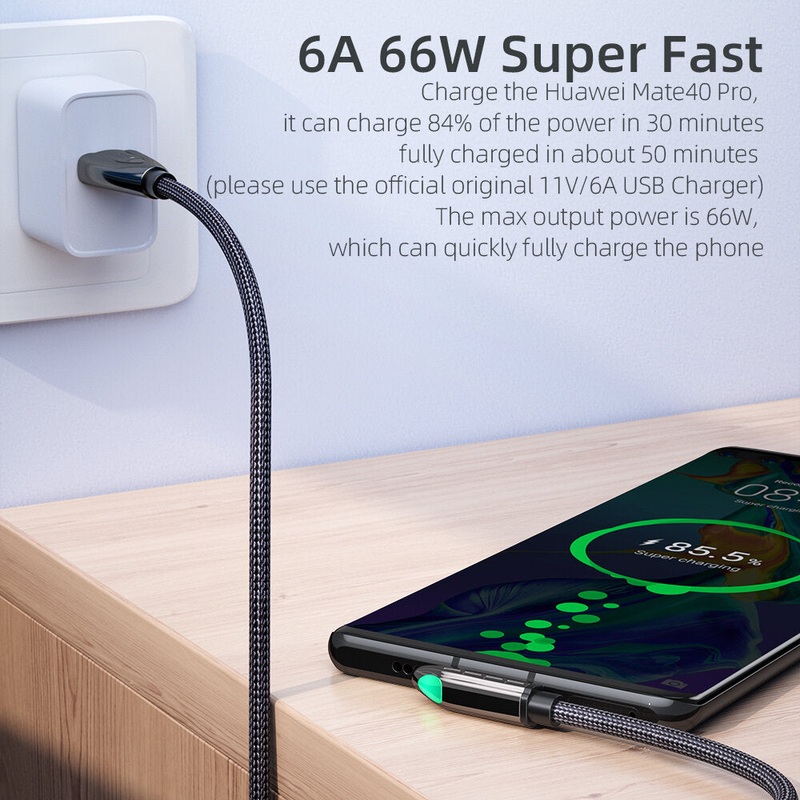 ESSAGER 6A 66W USB-A to Type-C Cable AFC FCP SCP VOOC FLASH QC3.0 QC2.0 Fast Charging Data Transmission Nylon Braided Core Line 0.5M/1M/2M Long for Samsung Galaxy Note 20 for Huawei P50 for Xiaomi Mi12 for OPPO Reno9