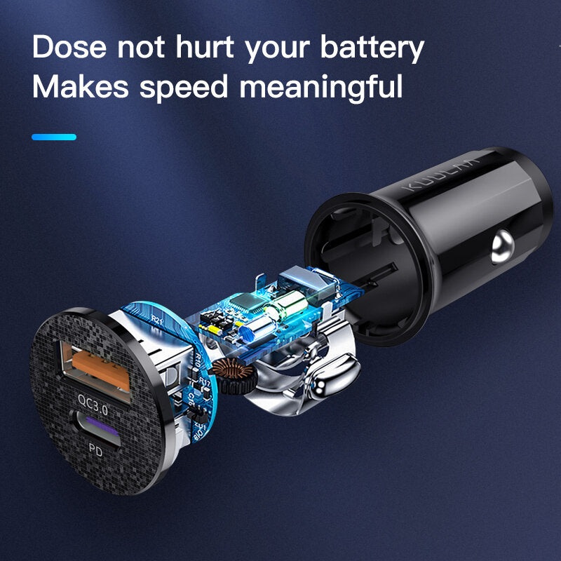 KUULAA 48W 2-Port USB PD Car Charger Adapter 48W QC3.0+PD3.0 Support SCP AFC MTK PE+ Fast Charging for iPhone 14 14 Pro Max for Samsung Galaxy Note 20 for Huawei P50 for Xiaomi Mi12
