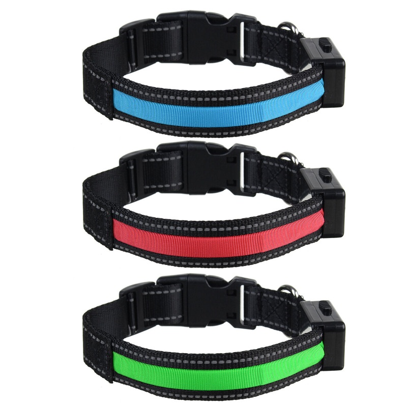 LED Dog Collar Anti-Lost Solar 2 Modes Luminous Pet Collar Warning Safety Night Light Dog Ring Puppy Supplies
