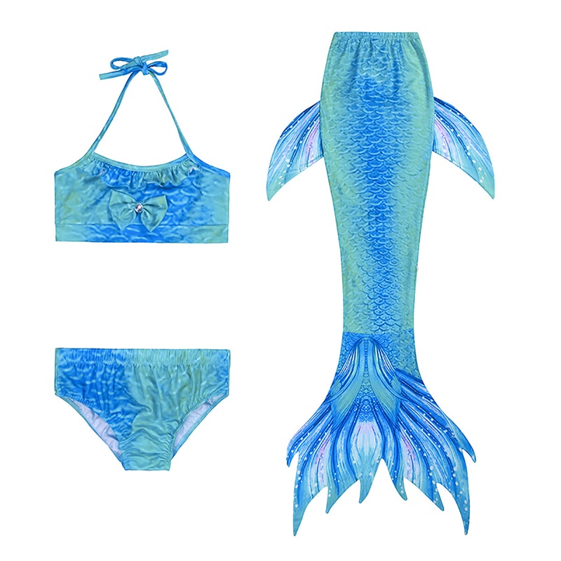 3pcs/Set Mermaid Tail Swimsuit Swimwear Summer Swimpool Swim Beach Kids Girls