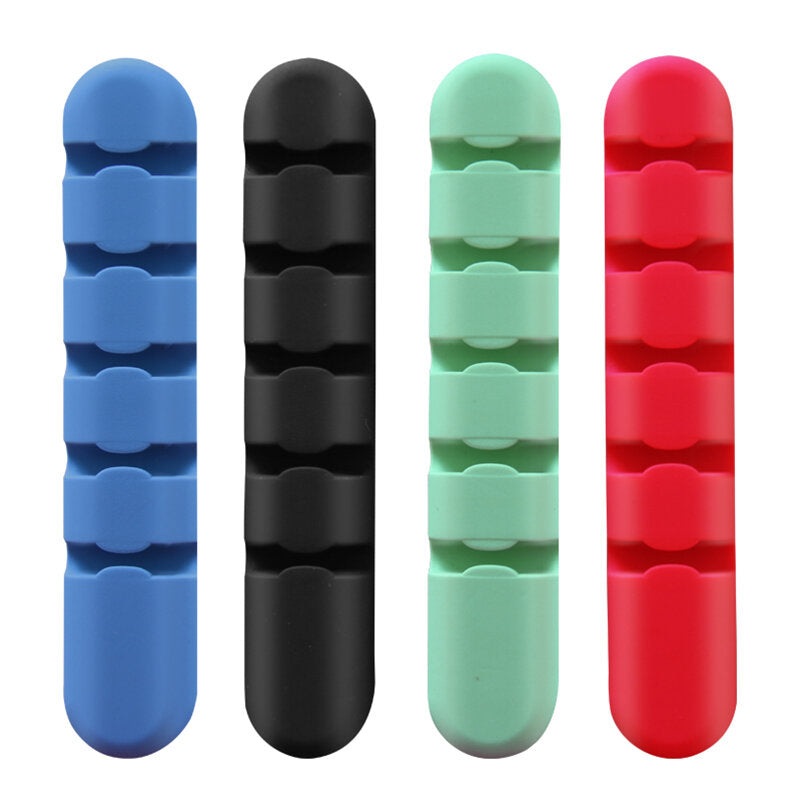Bakeey 5-Channel Silicone Wire Clip Holder Earphone USB Cable Cord Winder Wrap Cable Organizer Management